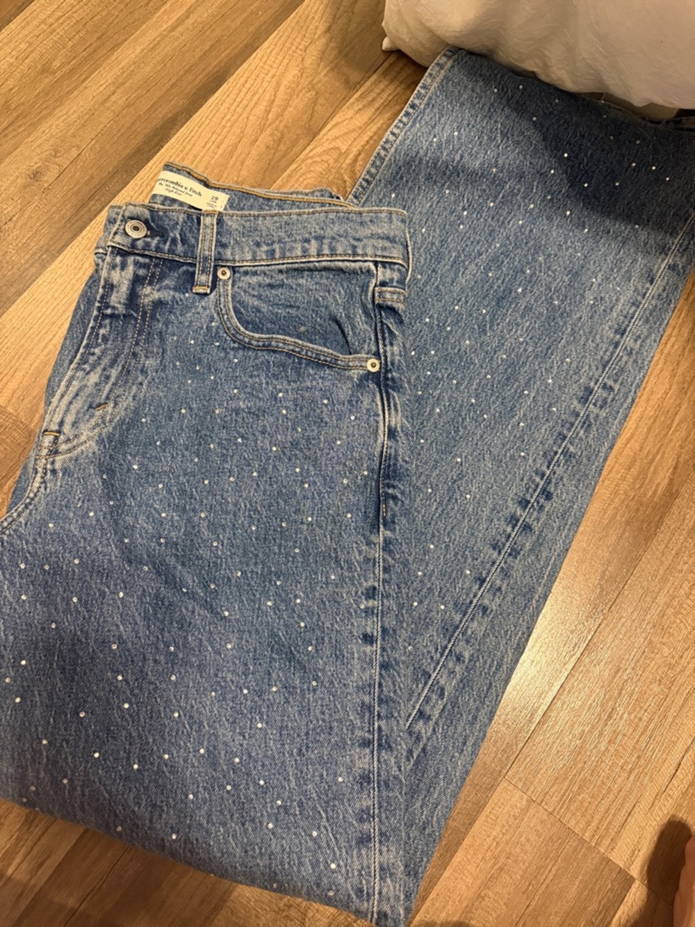 Abercrombie & Fitch Blue Denim Jeans with Tiny White Studs